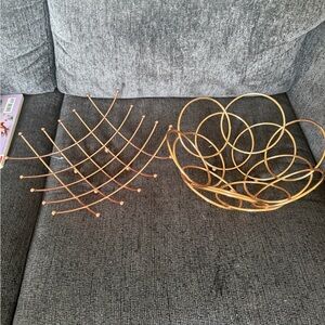 Elegant Gold Wire Fruit Basket Set